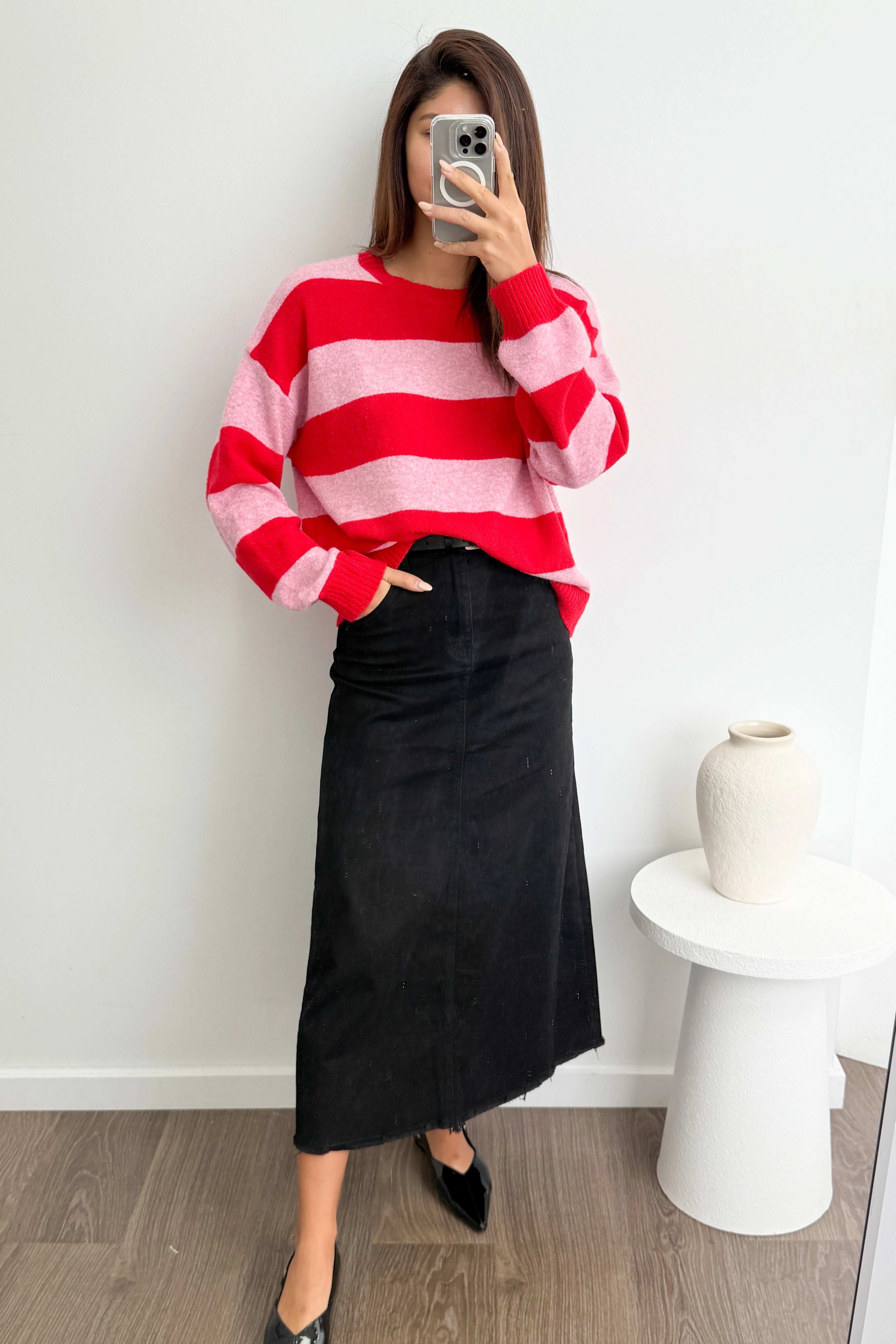 Raye Knit - Pink Red Stripe - Image 6
