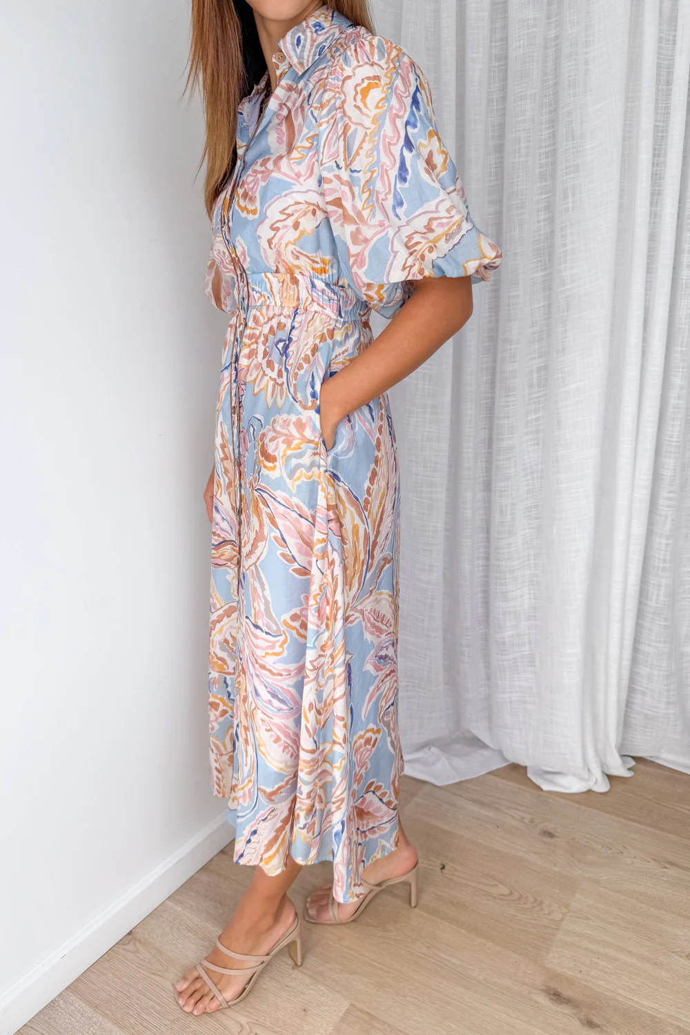 Reed Dress - Blue Abstract Paisley - Image 3