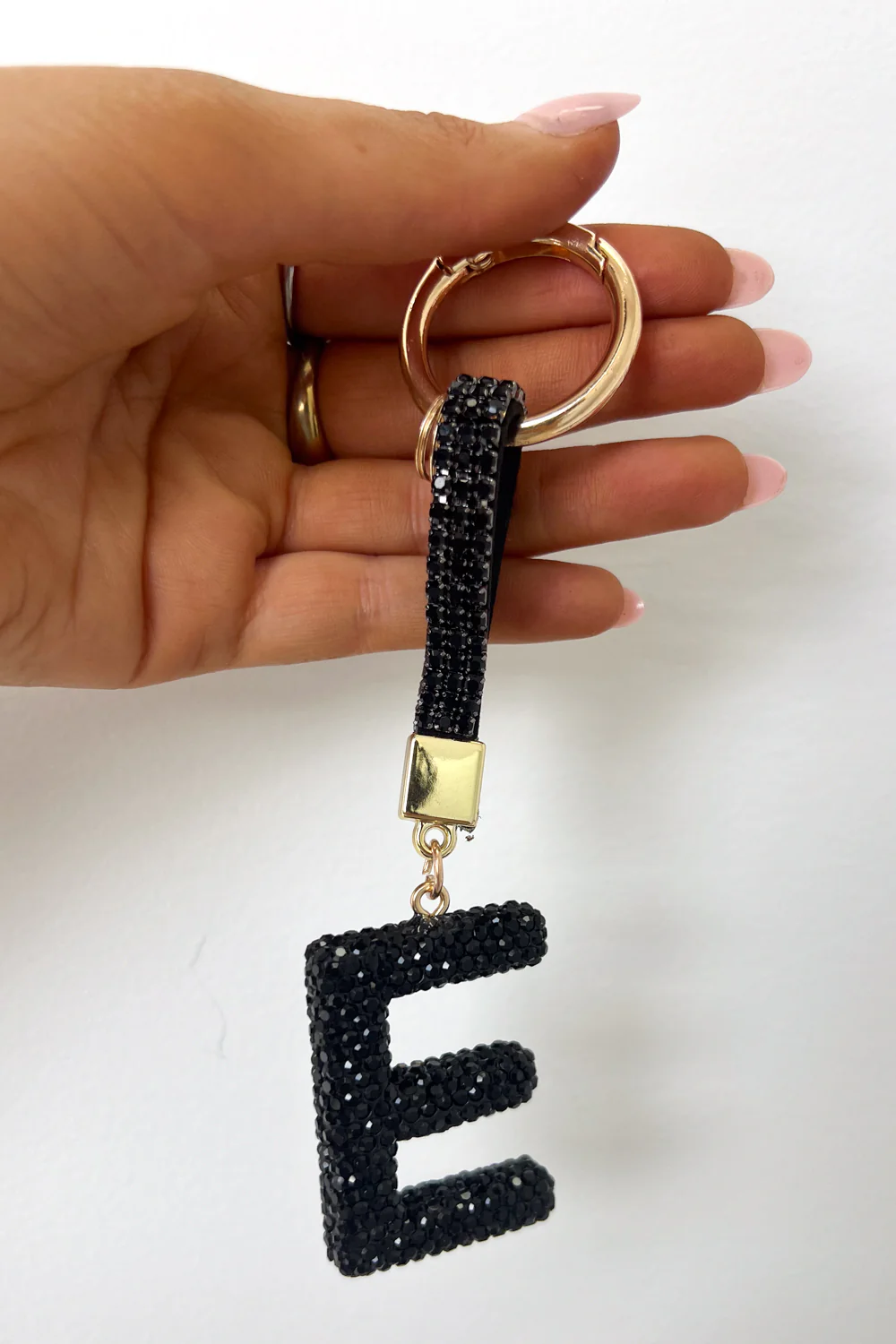 Rhinestone Initial Keyring - Black Rhinestone - Image 2
