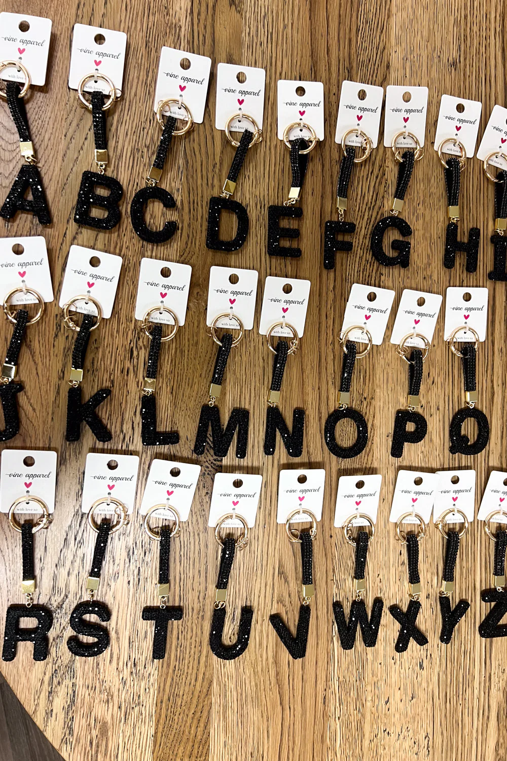 Rhinestone Initial Keyring - Black Rhinestone - Image 5