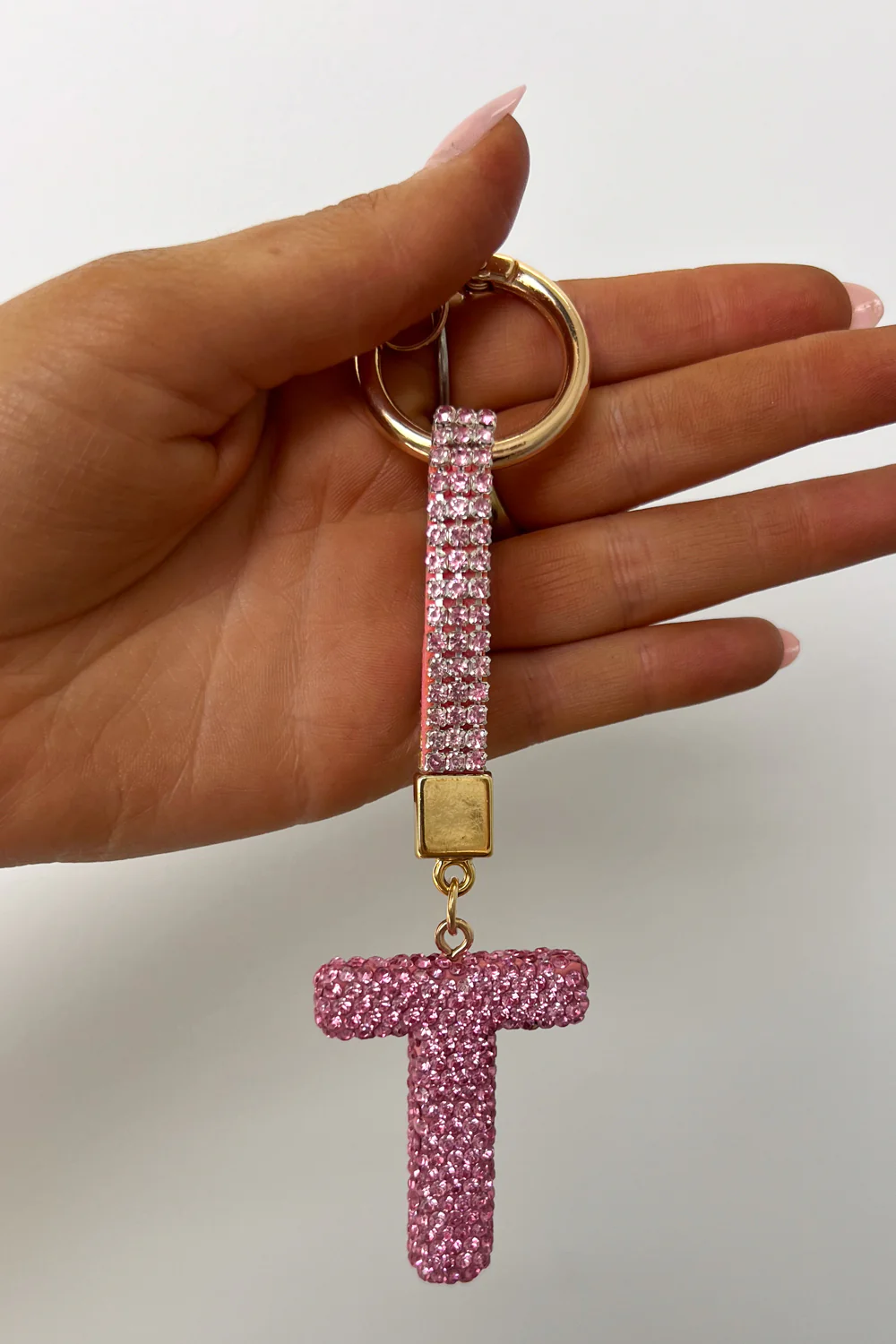 Rhinestone Initial Keyring - Pink Rhinestone - Image 2