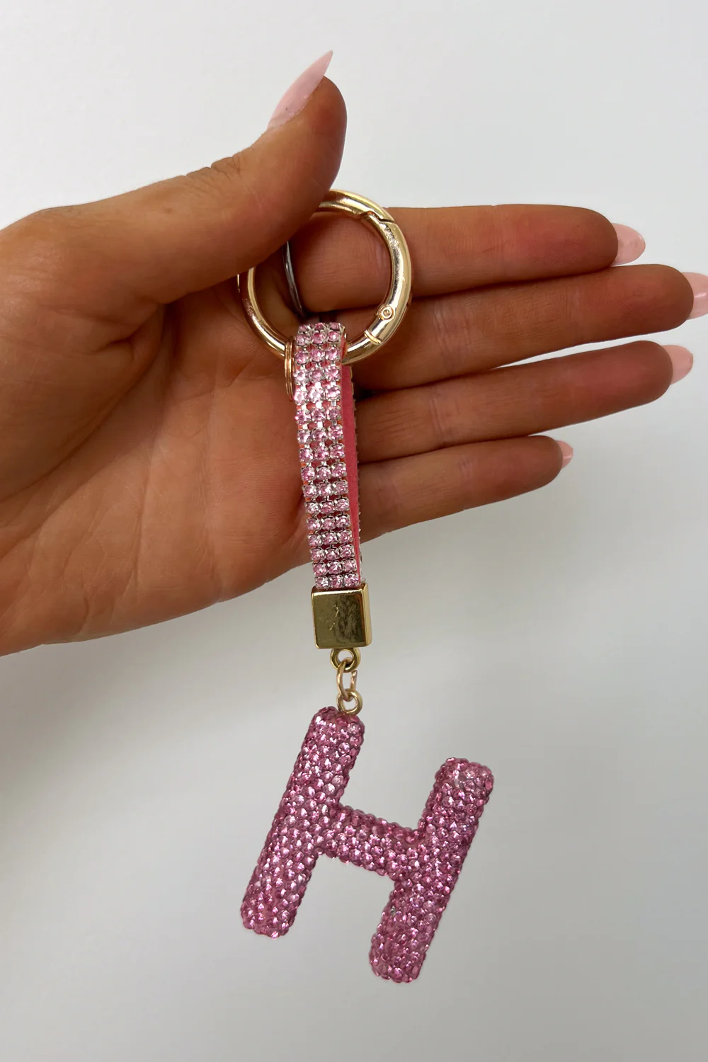 Rhinestone Initial Keyring - Pink Rhinestone - Image 4