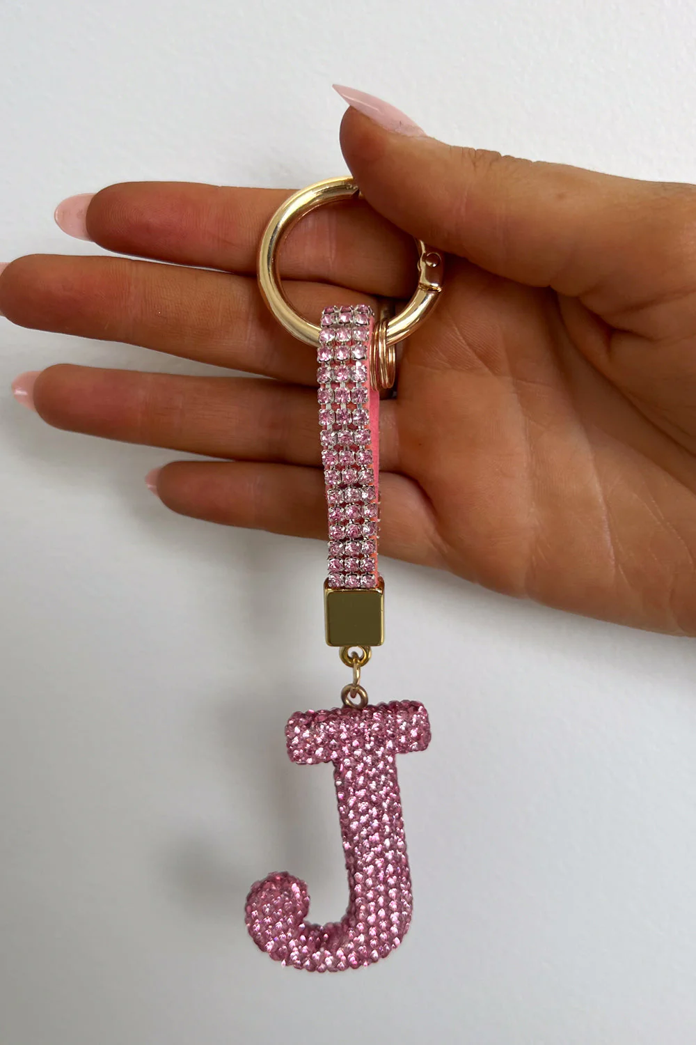 Rhinestone Initial Keyring - Pink Rhinestone - Image 5
