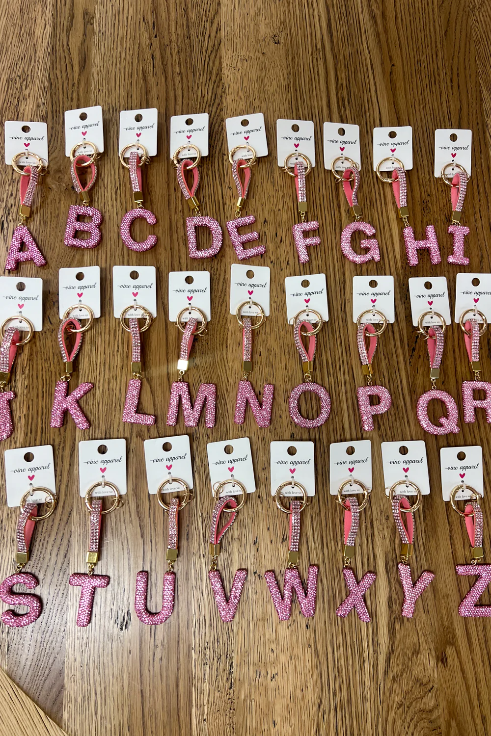 Rhinestone Initial Keyring - Pink Rhinestone - Image 7