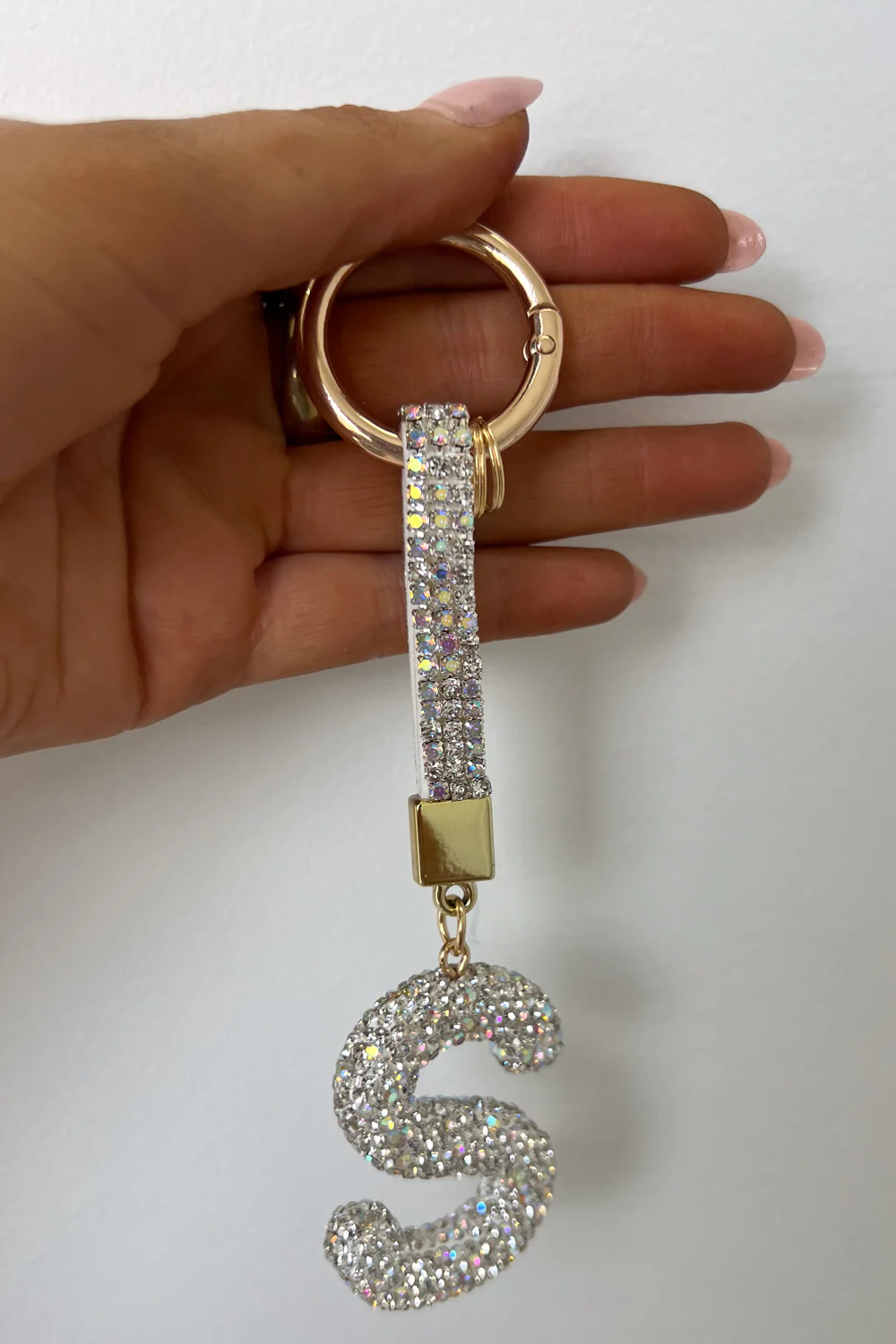 Rhinestone Initial Keyring - Silver Rhinestone - Image 2