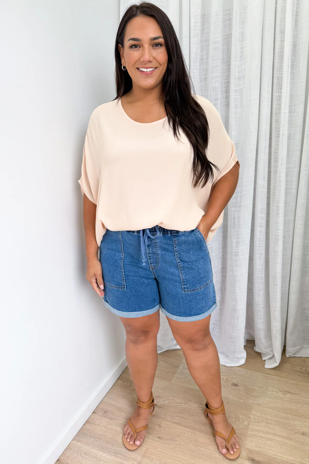 Roll Up Denim Shorts - Mid Denim - Image 10