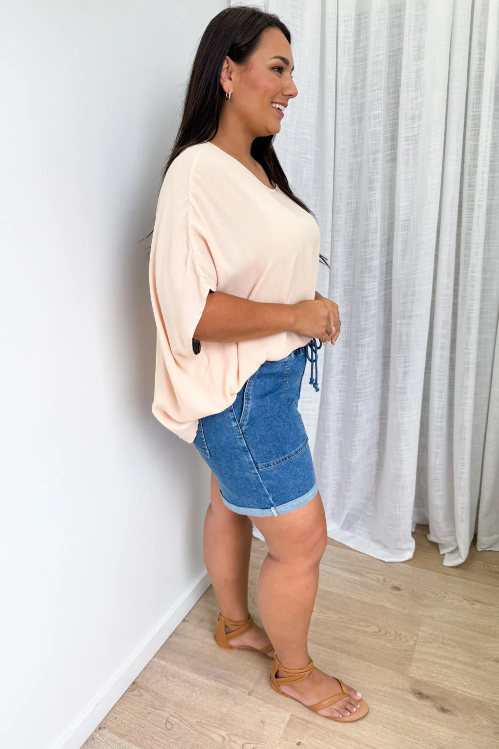 Roll Up Denim Shorts - Mid Denim - Image 11
