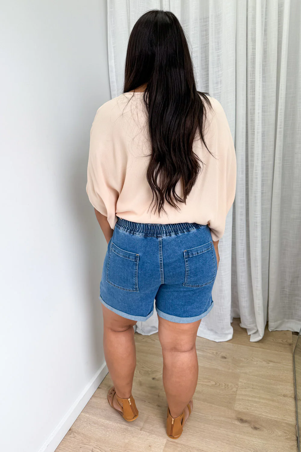 Roll Up Denim Shorts - Mid Denim - Image 12