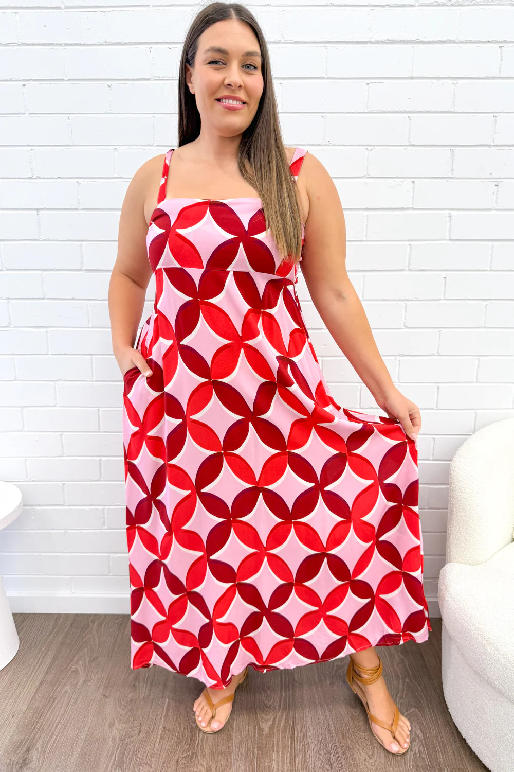 Rosanna Dress - Pink Red Print - Image 6
