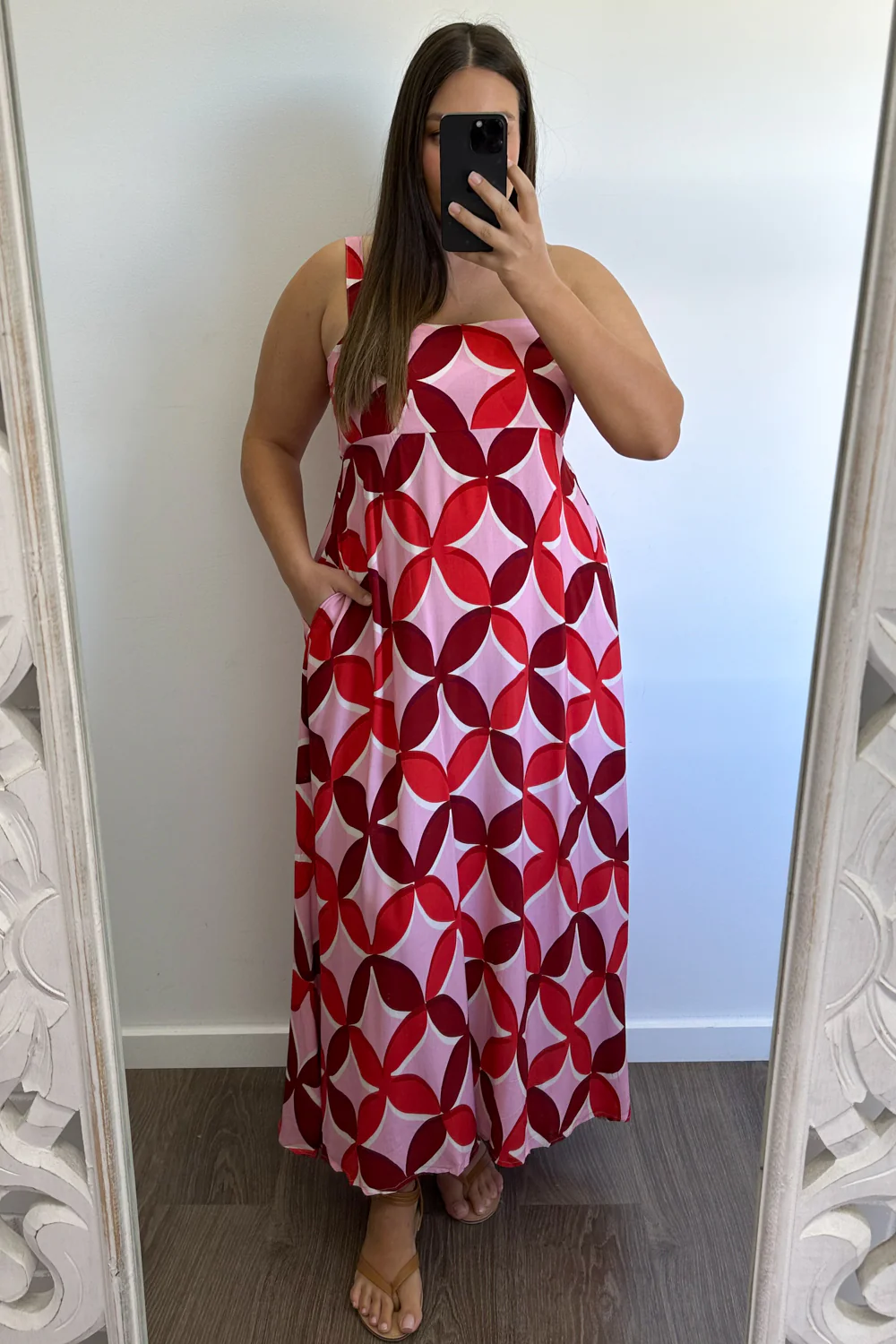 Rosanna Dress - Pink Red Print - Image 7