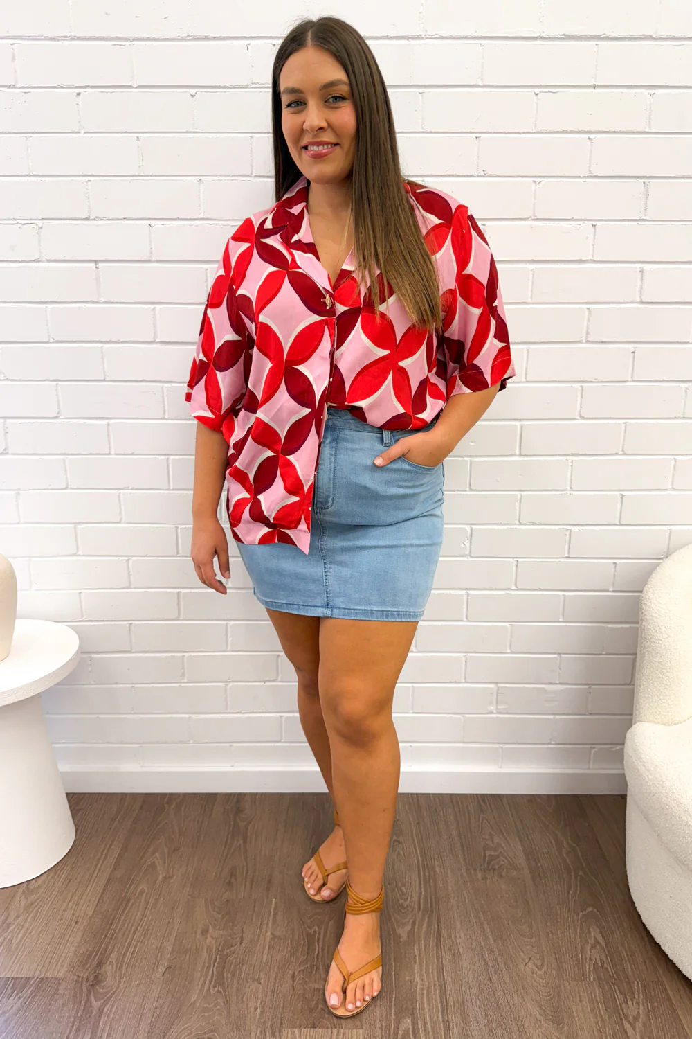 Rosanna Shirt - Pink Red Print - Image 11