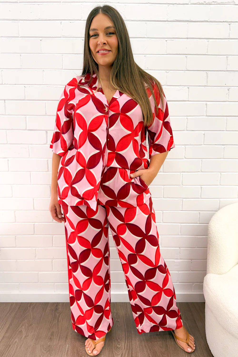 Rosanna Shirt - Pink Red Print - Image 12