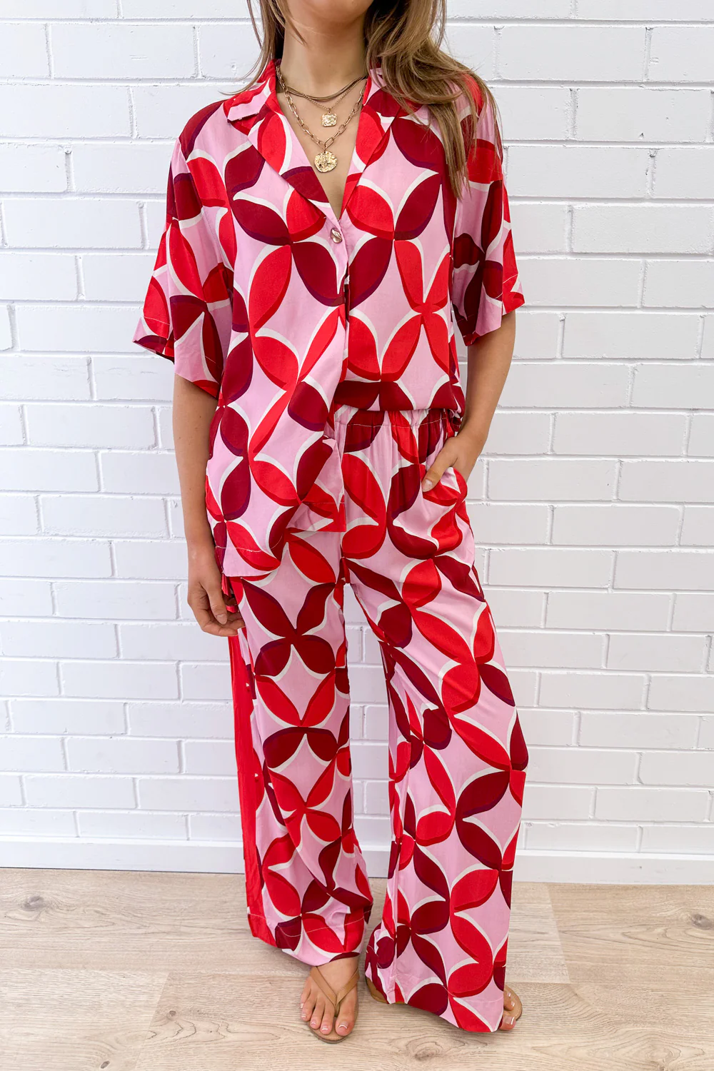 Rosanna Shirt - Pink Red Print - Image 16