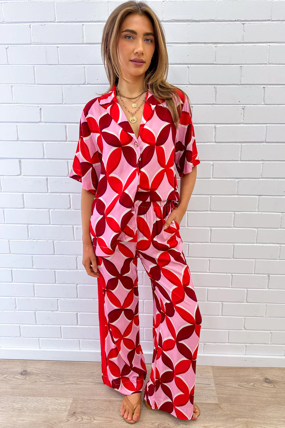 Rosanna Shirt - Pink Red Print - Image 17