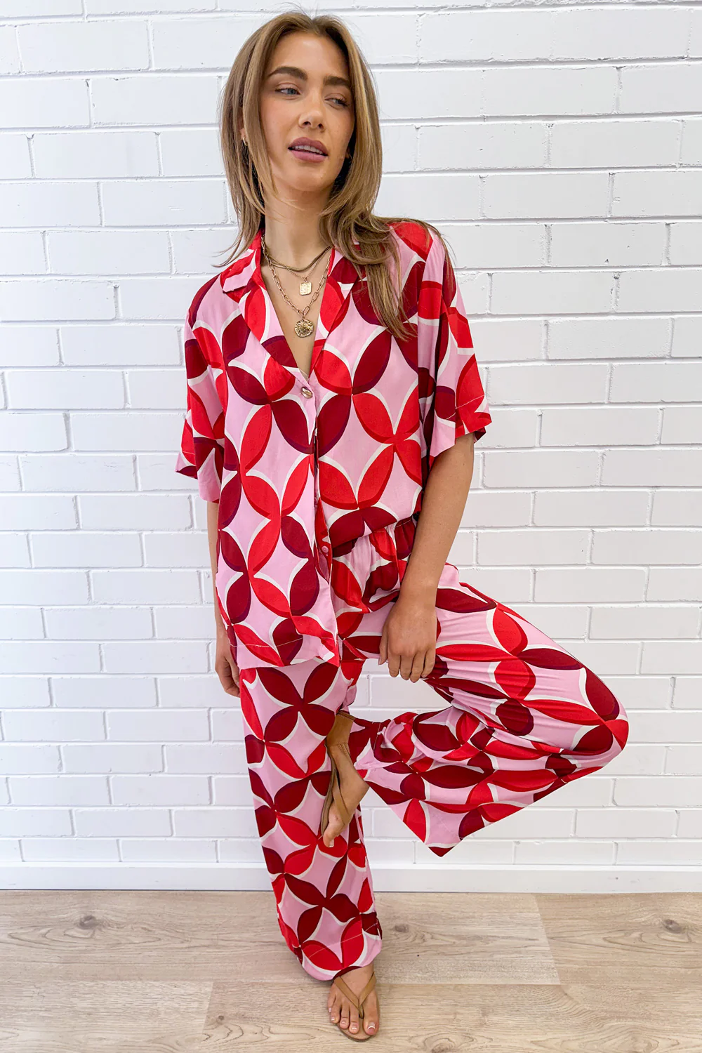 Rosanna Shirt - Pink Red Print - Image 18