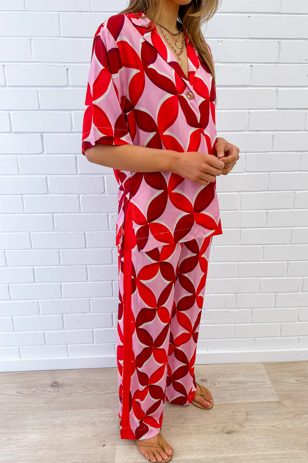 Rosanna Shirt - Pink Red Print - Image 19