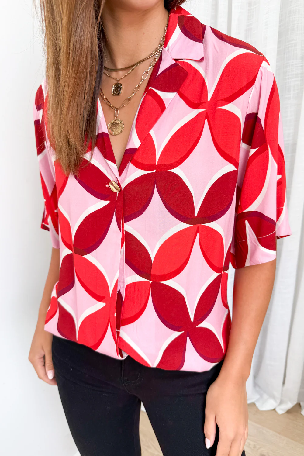 Rosanna Shirt - Pink Red Print - Image 4