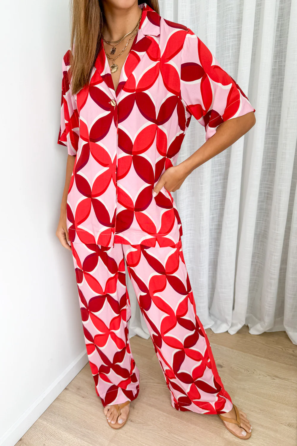 Rosanna Shirt - Pink Red Print - Image 5