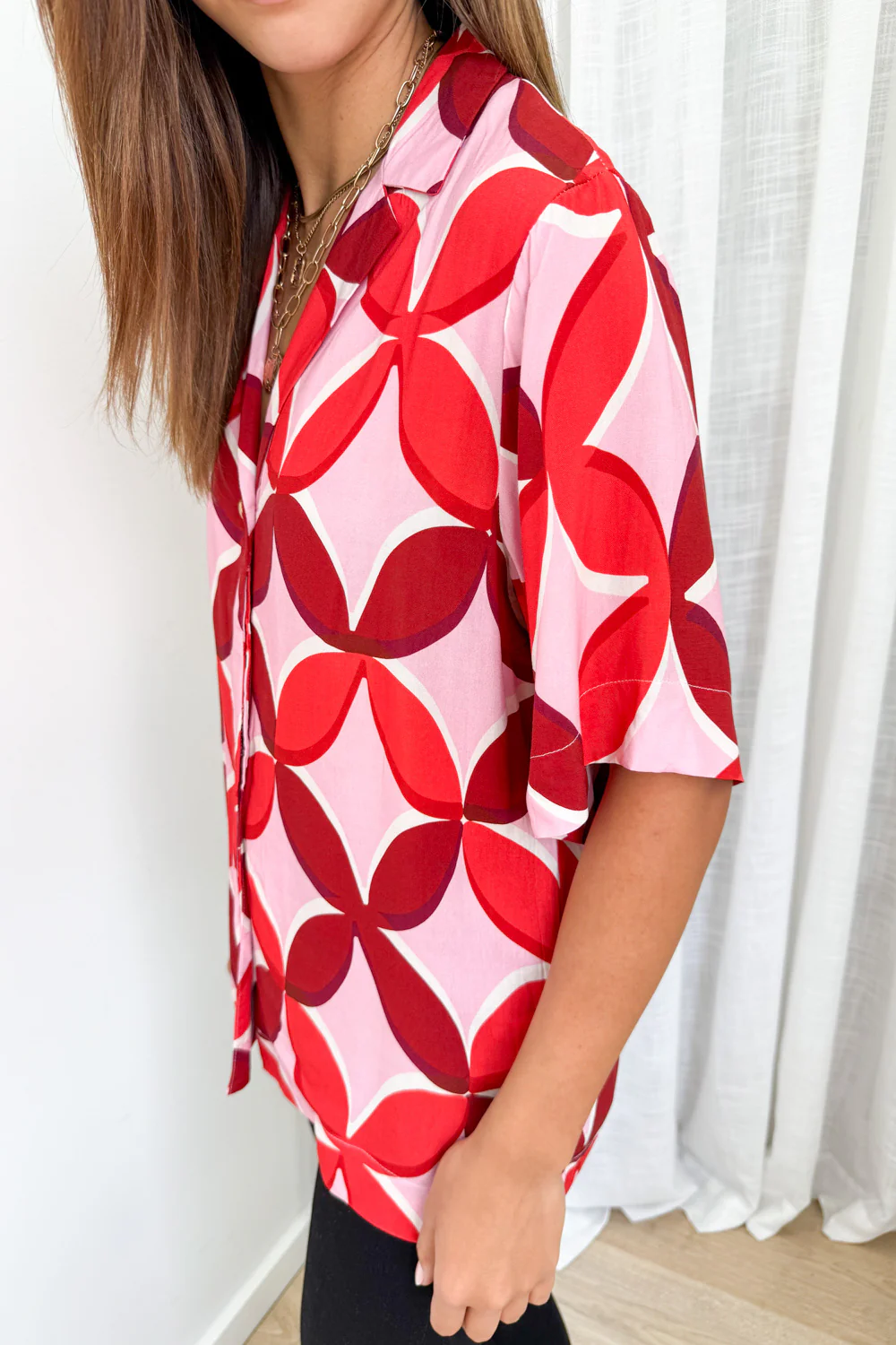 Rosanna Shirt - Pink Red Print - Image 6