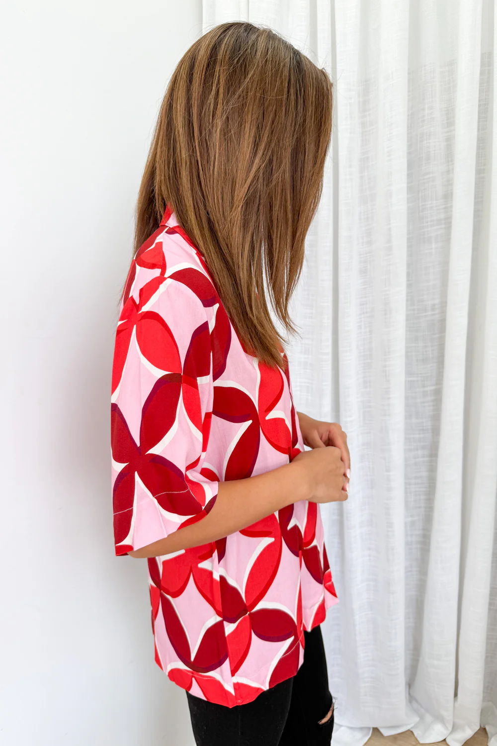 Rosanna Shirt - Pink Red Print - Image 7