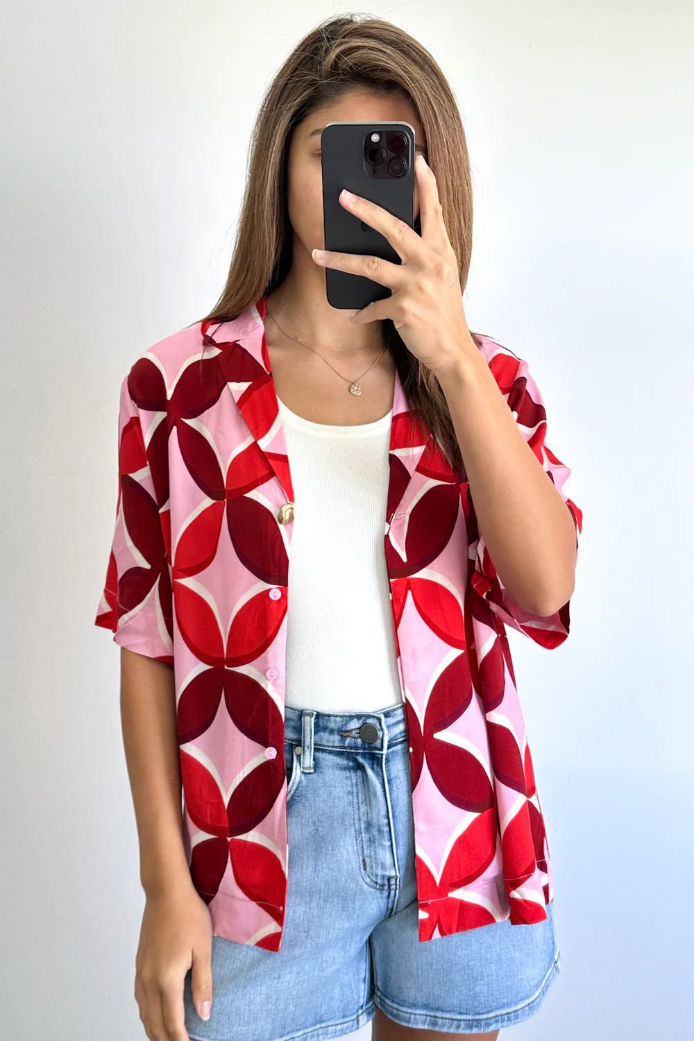 Rosanna Shirt - Pink Red Print - Image 9
