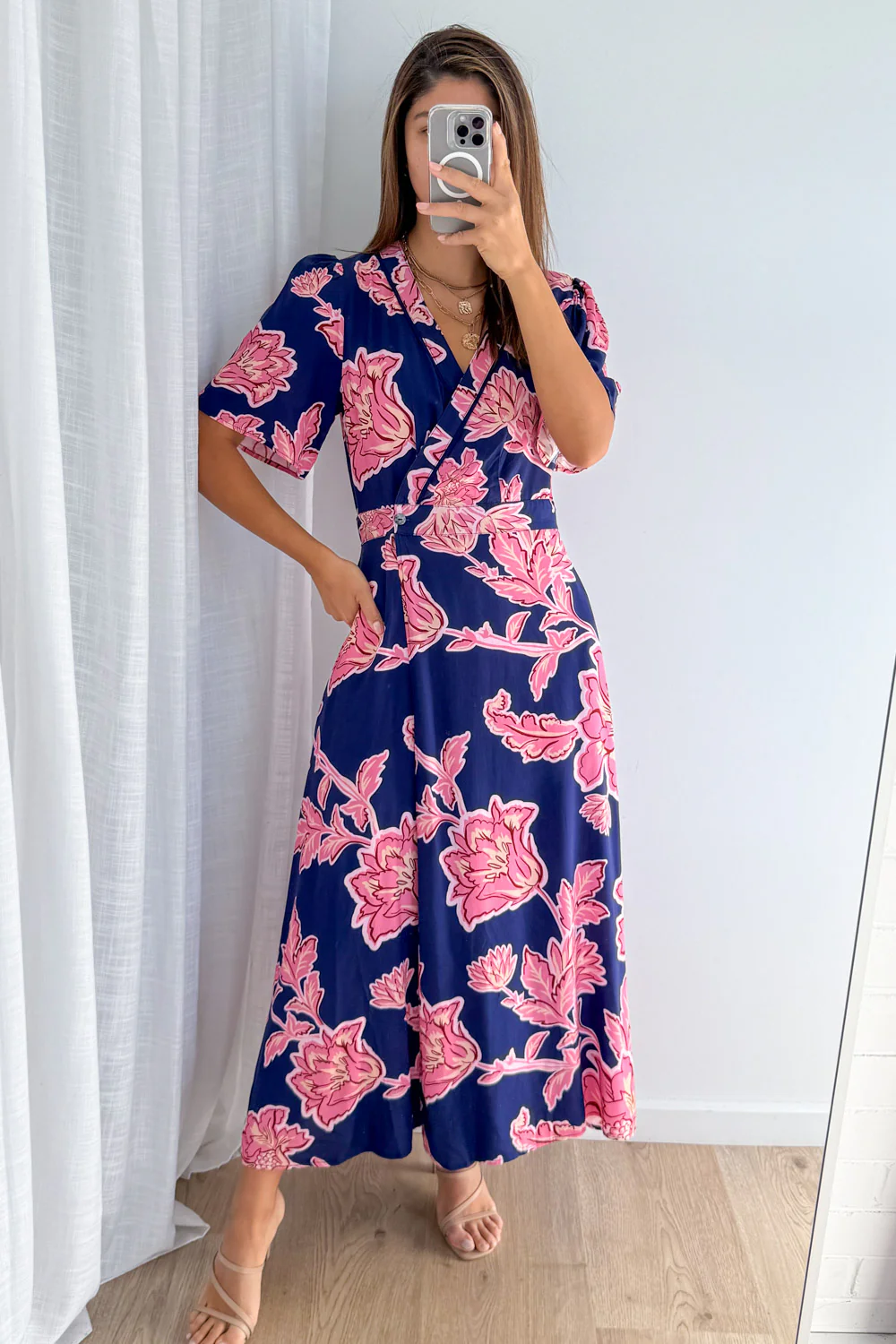 Rosewood Floral Dress - Navy Pink Floral - Image 5