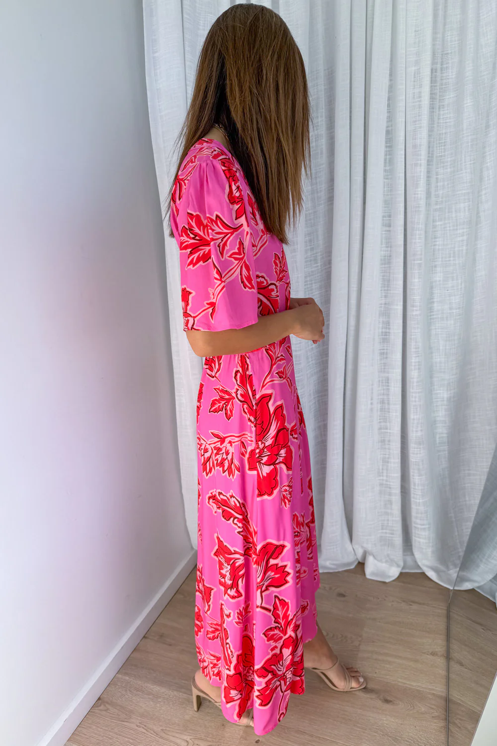 Rosewood Floral Dress - Pink Red Floral - Image 4