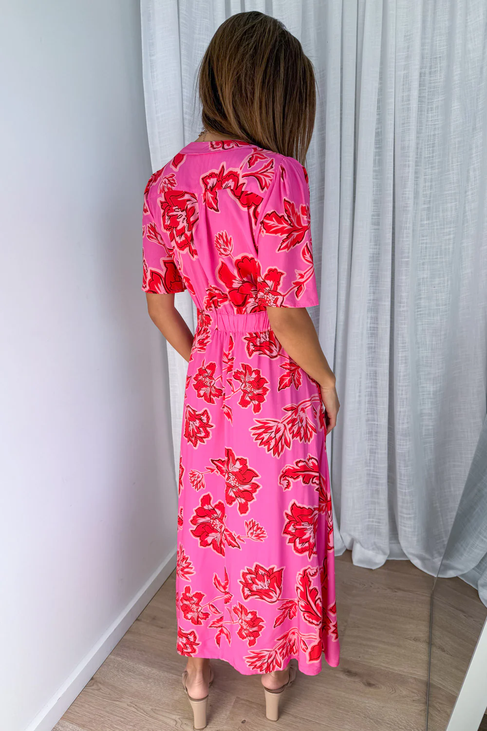 Rosewood Floral Dress - Pink Red Floral - Image 5