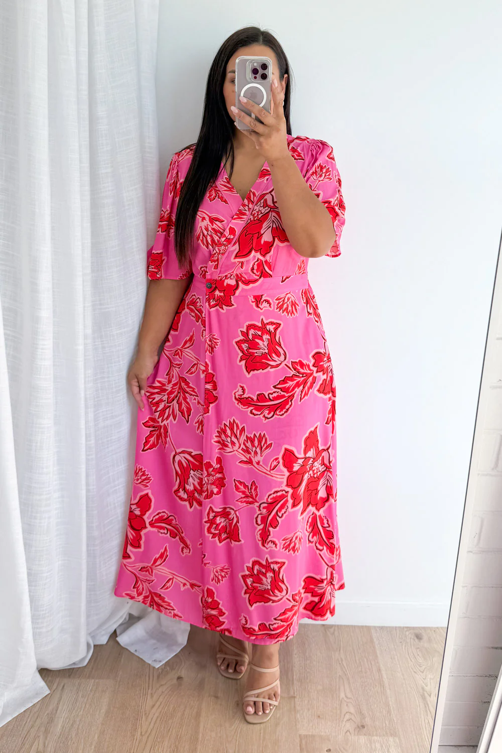 Rosewood Floral Dress - Pink Red Floral - Image 6