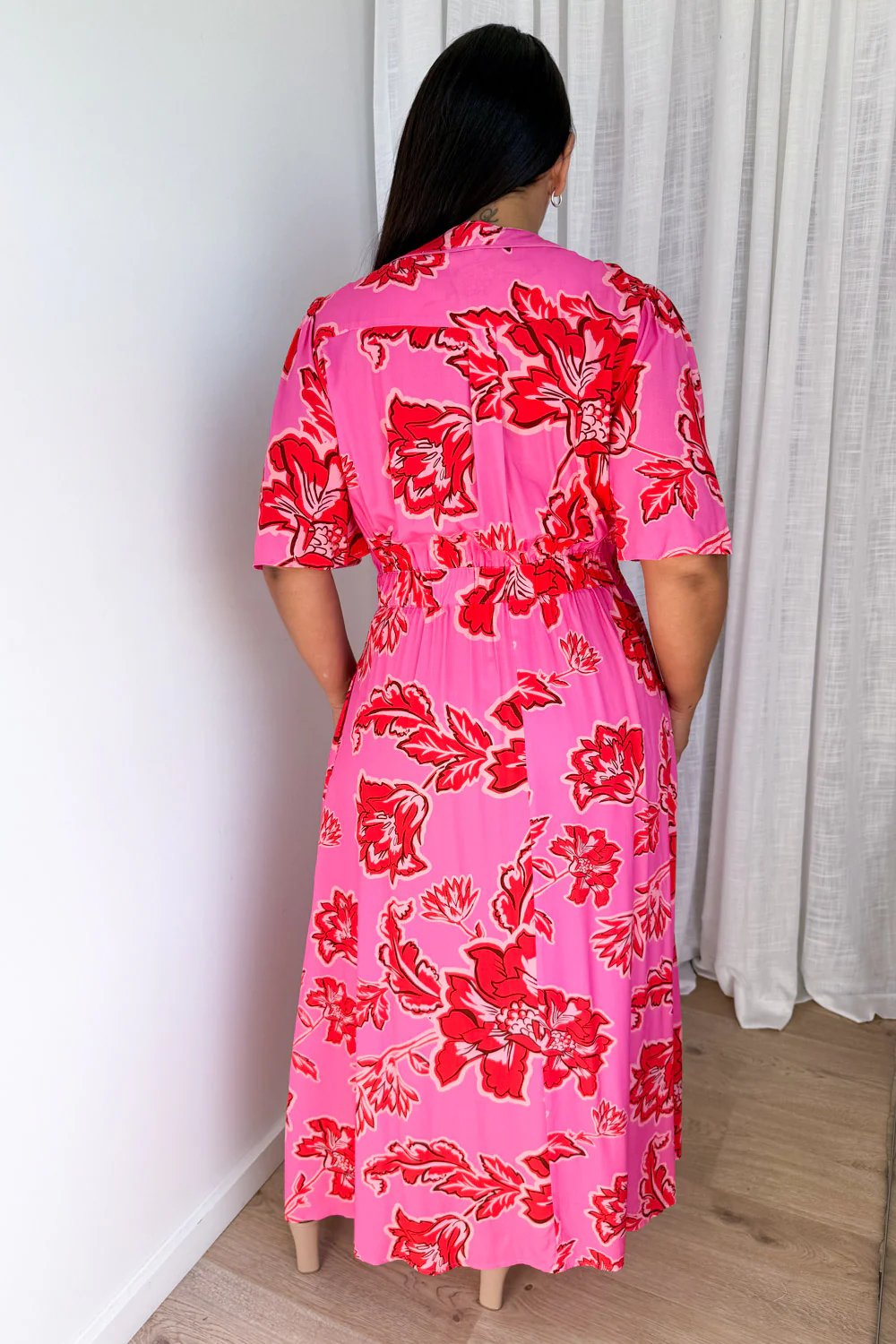 Rosewood Floral Dress - Pink Red Floral - Image 9