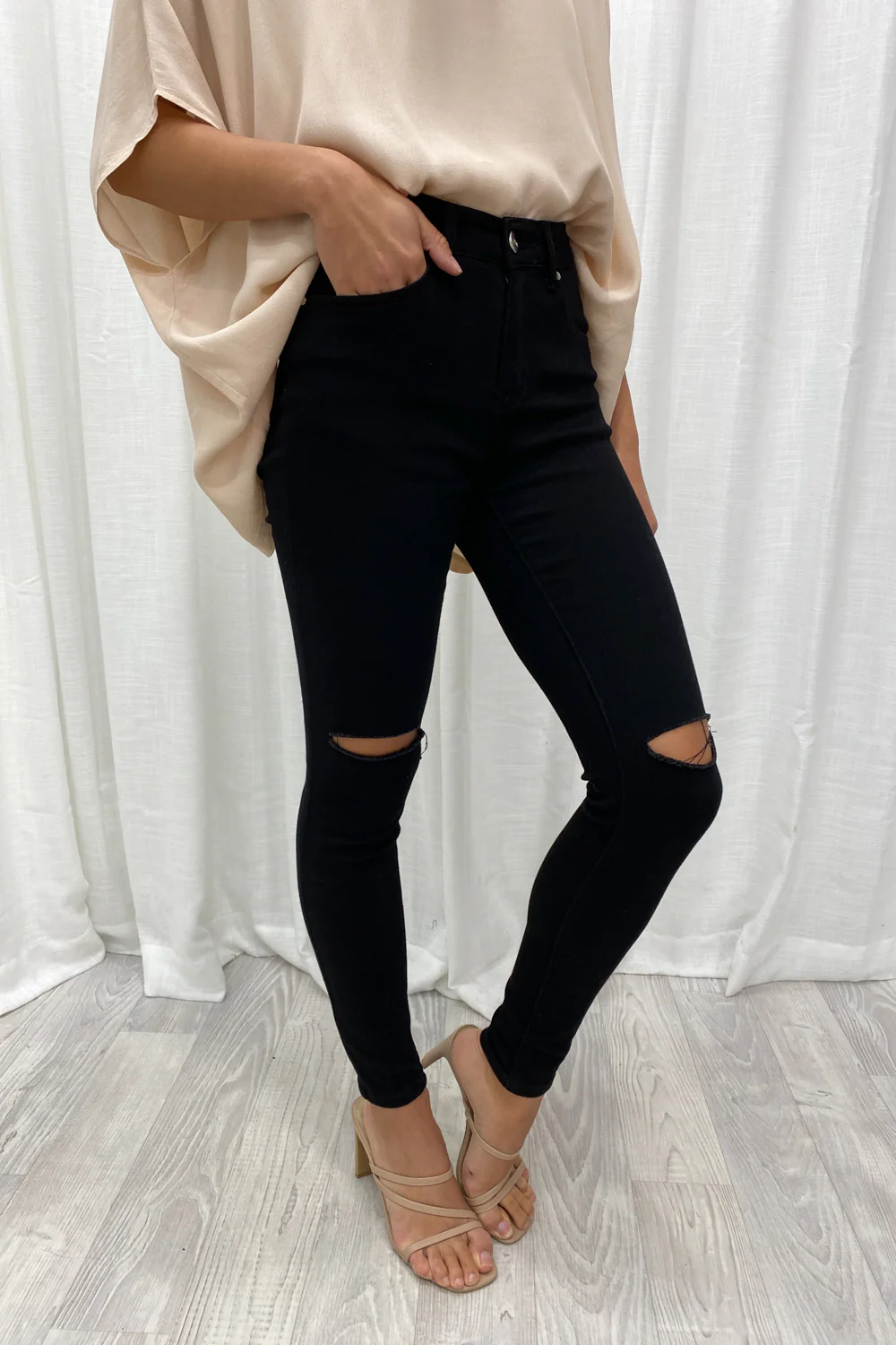Ryder Skinny Ripped Jeans - Black Denim - Image 3