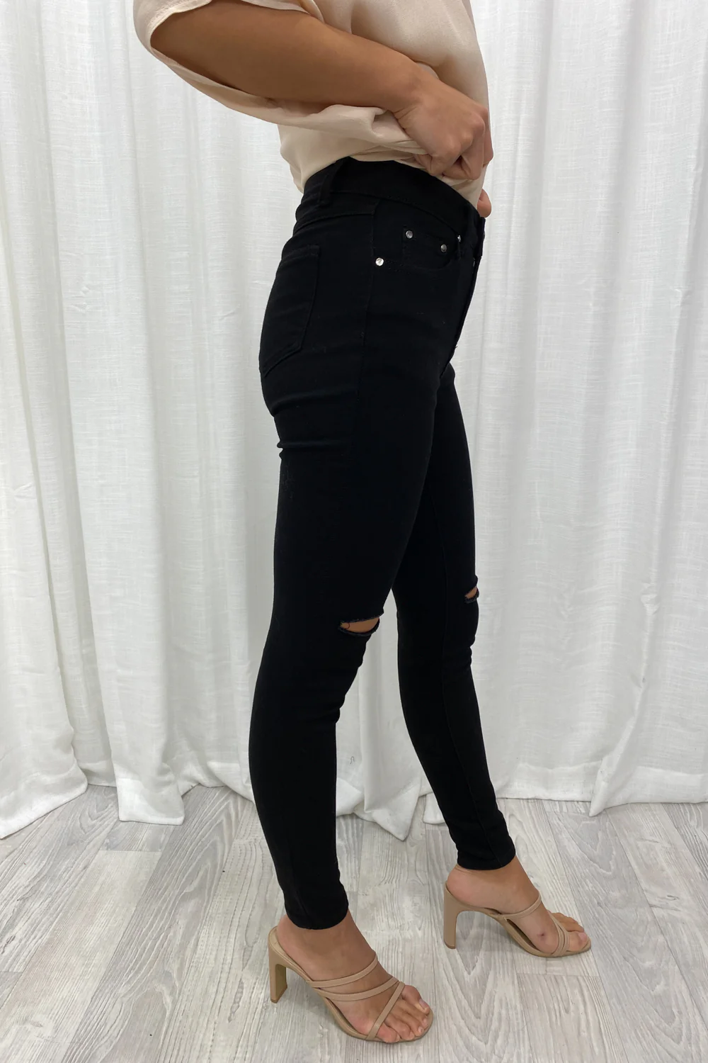 Ryder Skinny Ripped Jeans - Black Denim - Image 4