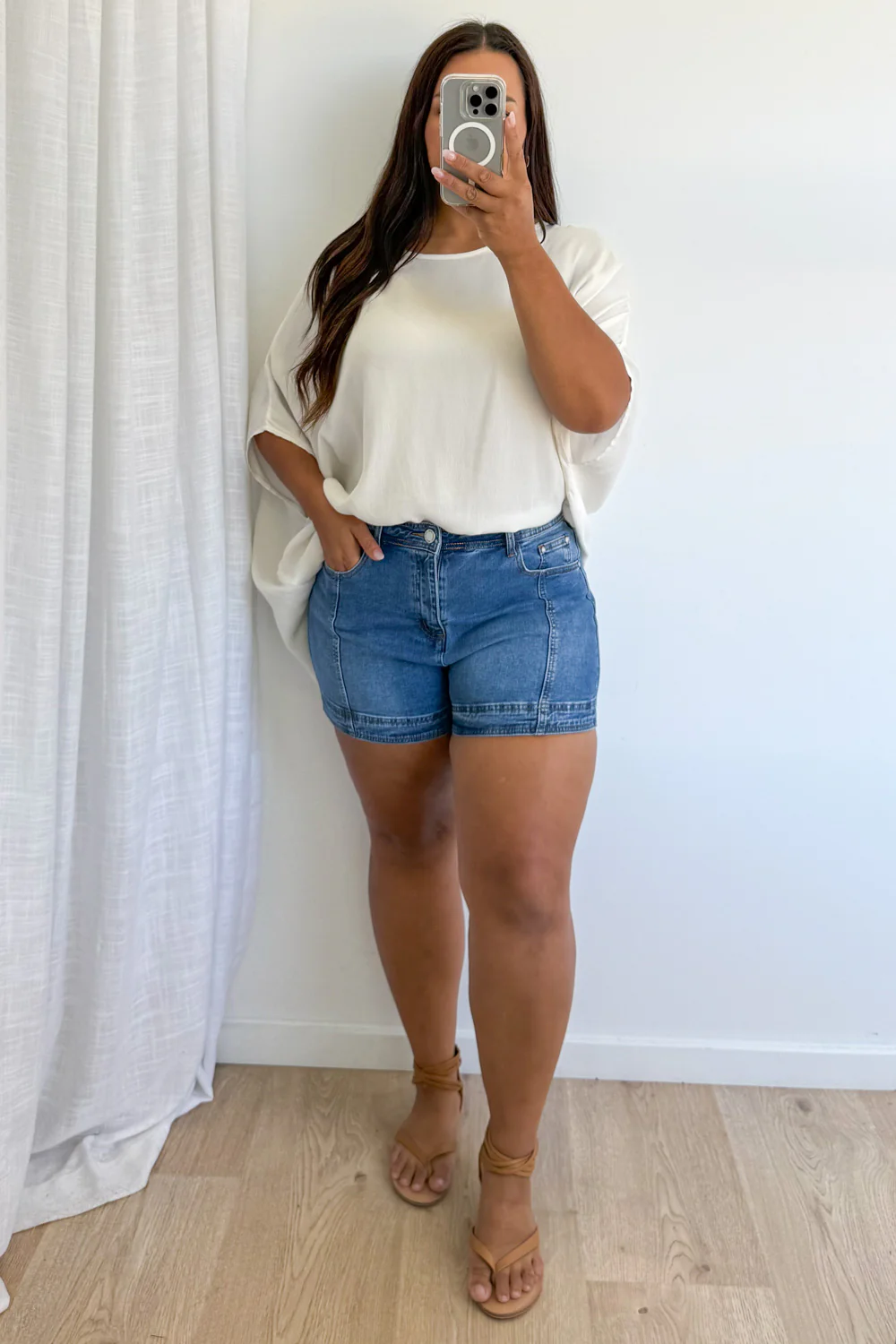 Sammy Denim Shorts - Mid Blue - Image 10