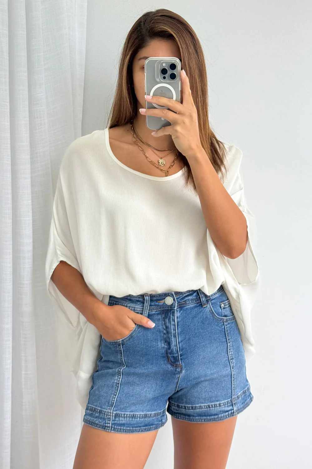 Sammy Denim Shorts - Mid Blue - Image 2