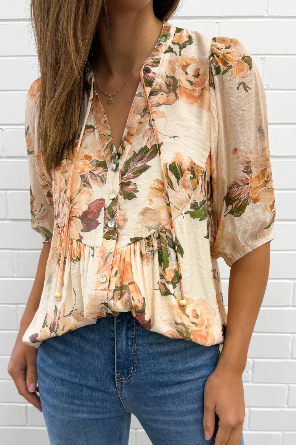 Sara Blouse - Peach Floral - Image 3