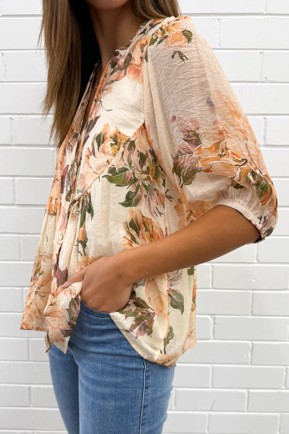 Sara Blouse - Peach Floral - Image 5