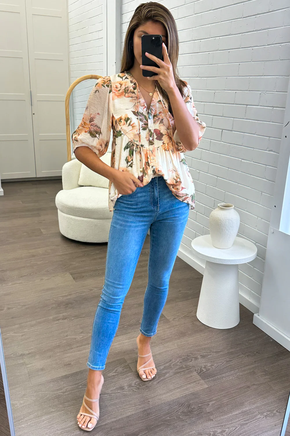 Sara Blouse - Peach Floral - Image 9