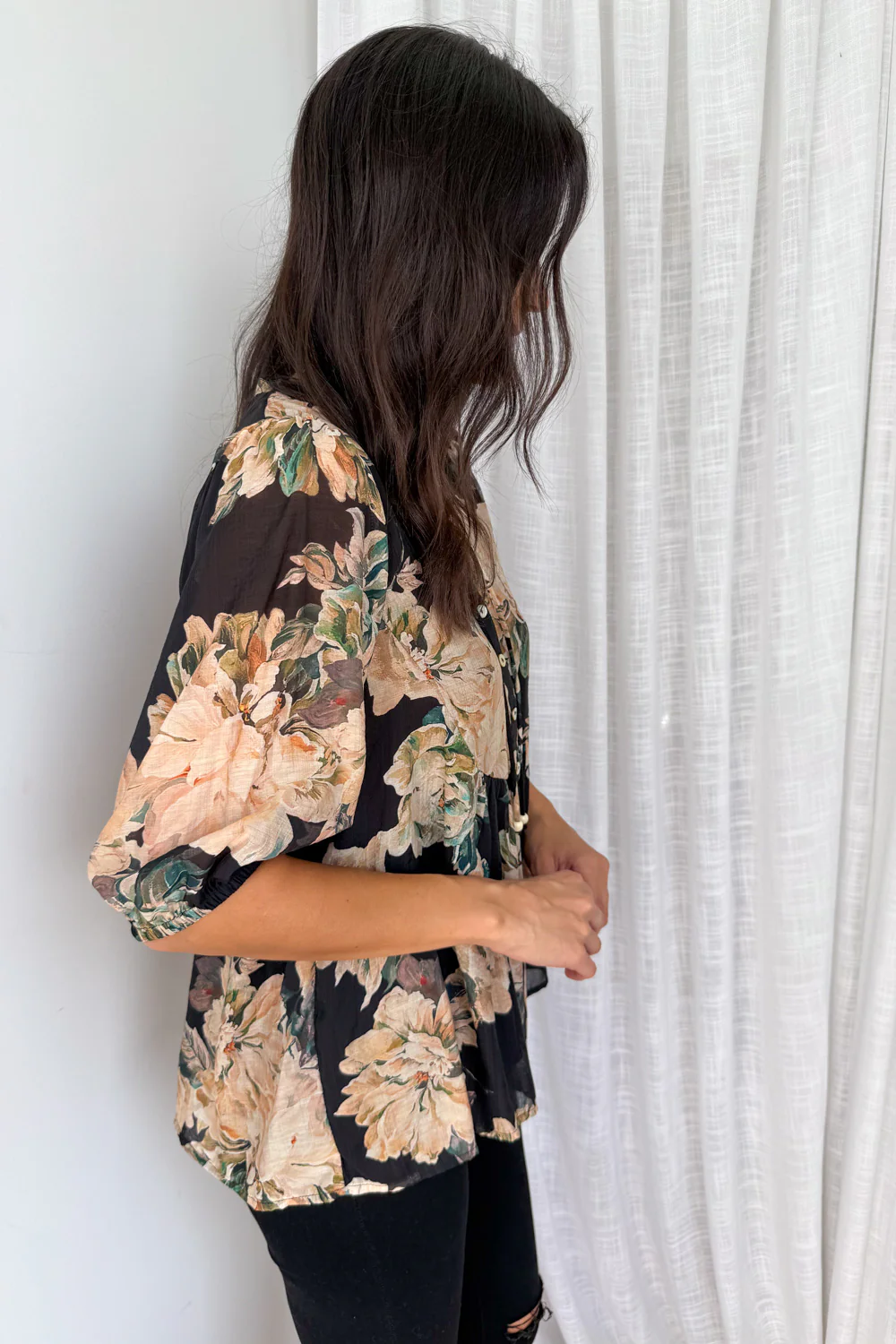Sara Blouse - Black Floral - Image 3