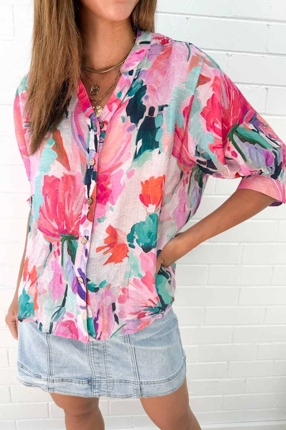 Savannah Blouse  - Hot Pink - Image 4
