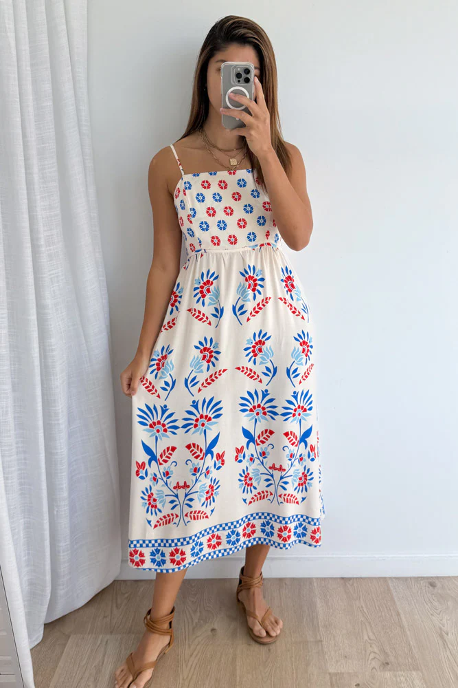 Saylor Dress - Blue Border Floral - Image 6
