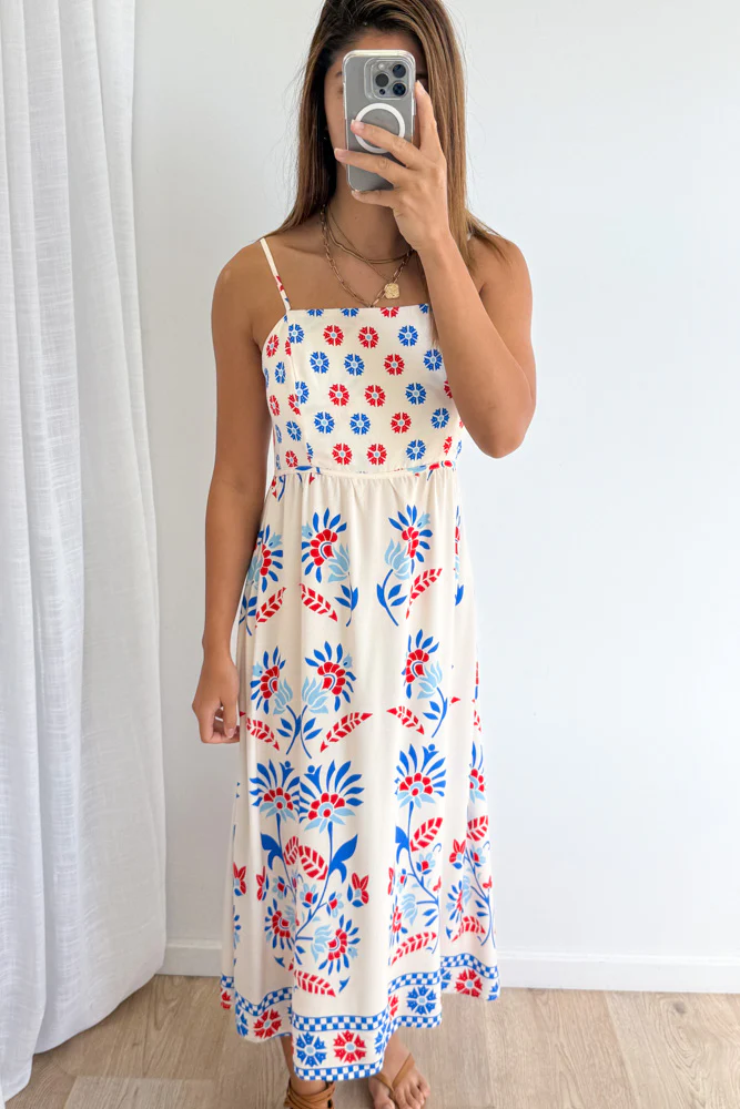 Saylor Dress - Blue Border Floral - Image 8