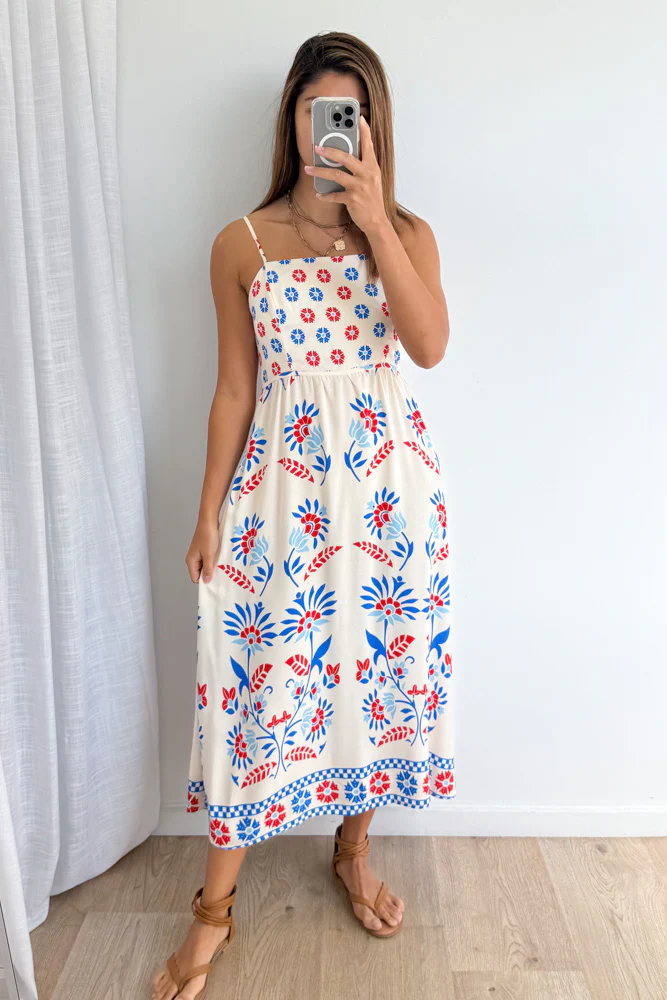 Saylor Dress - Blue Border Floral - Image 9
