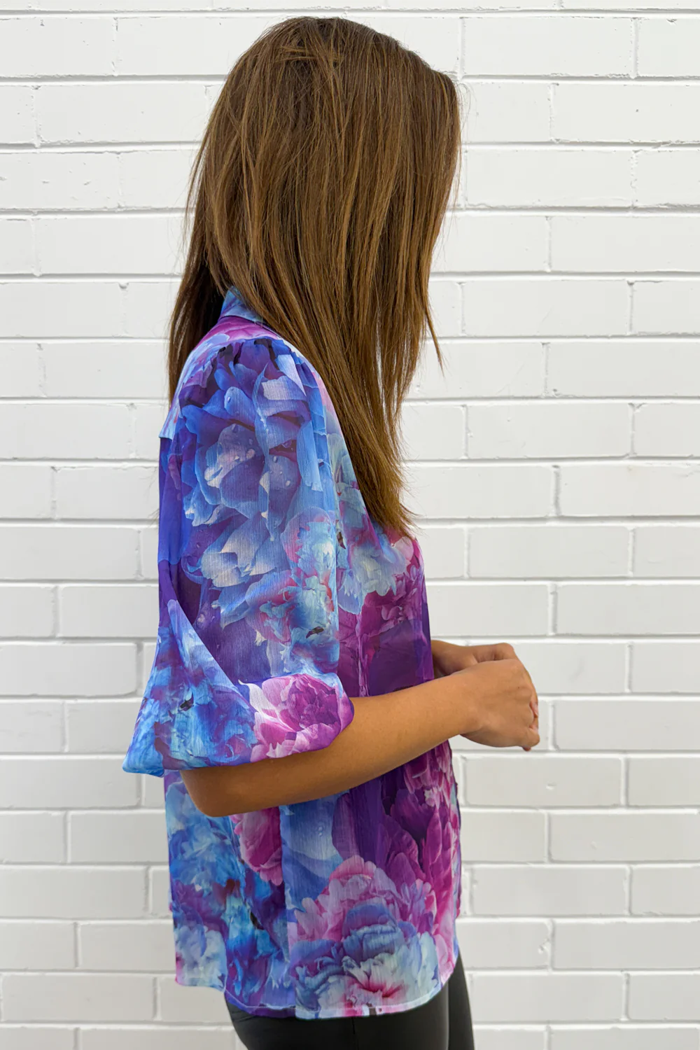 Siani Shirt - Purple Blue Floral - Image 9
