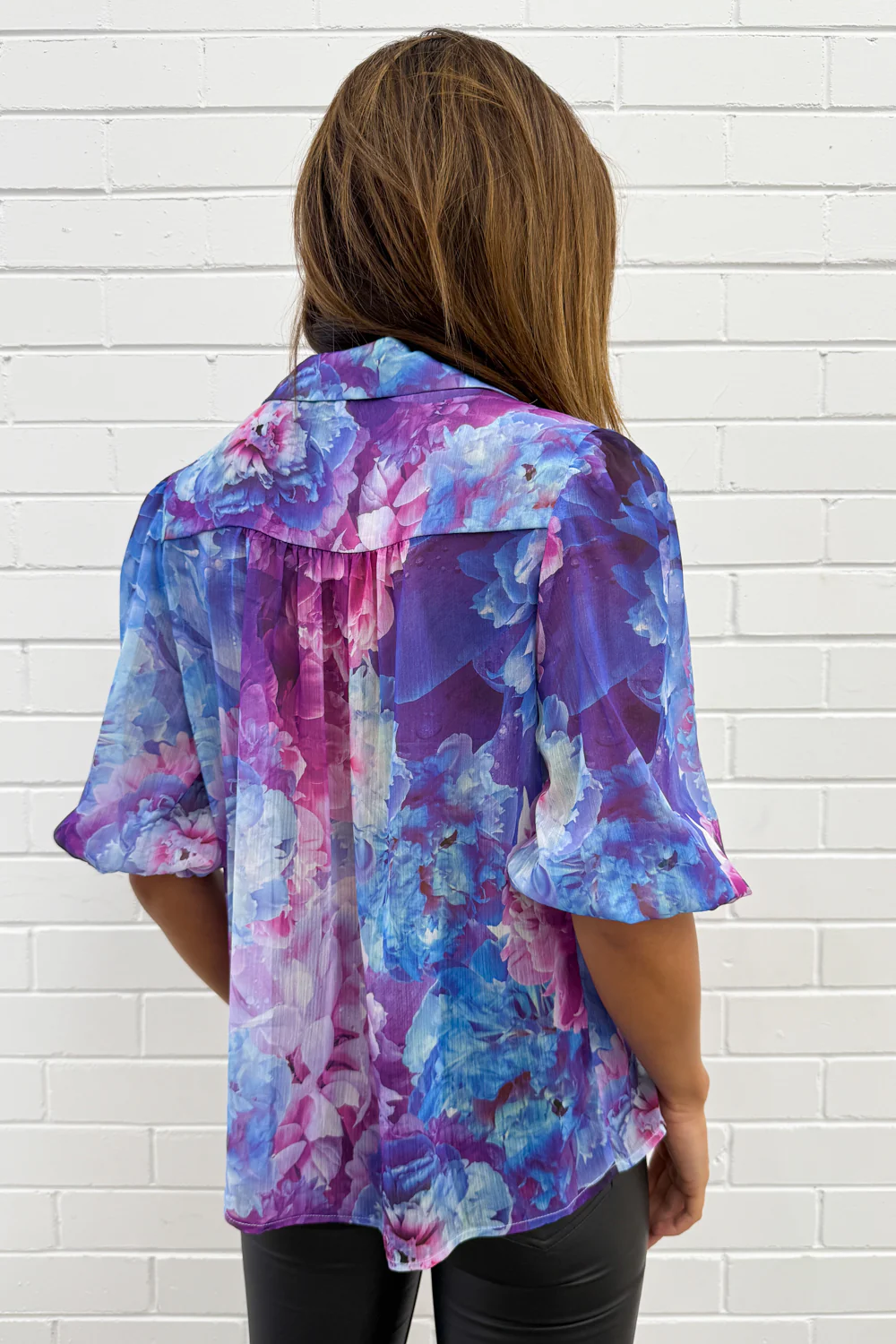 Siani Shirt - Purple Blue Floral - Image 10