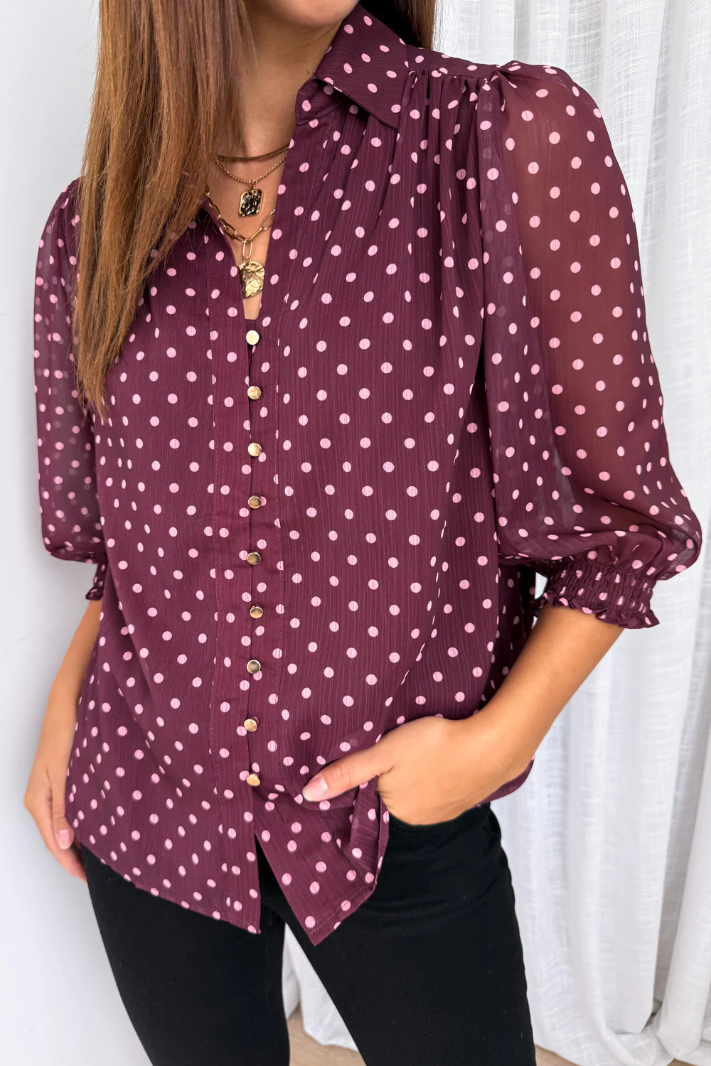 Siani Shirt - Pink Wine Spot - Image 4