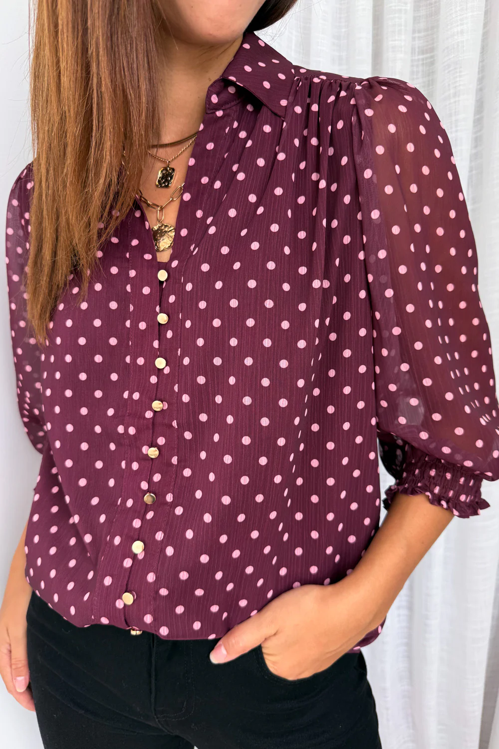 Siani Shirt - Pink Wine Spot - Image 5