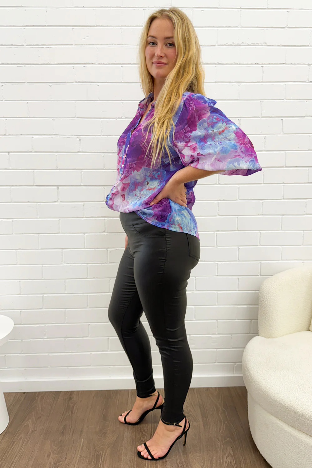 Siani Shirt - Purple Blue Floral - Image 13