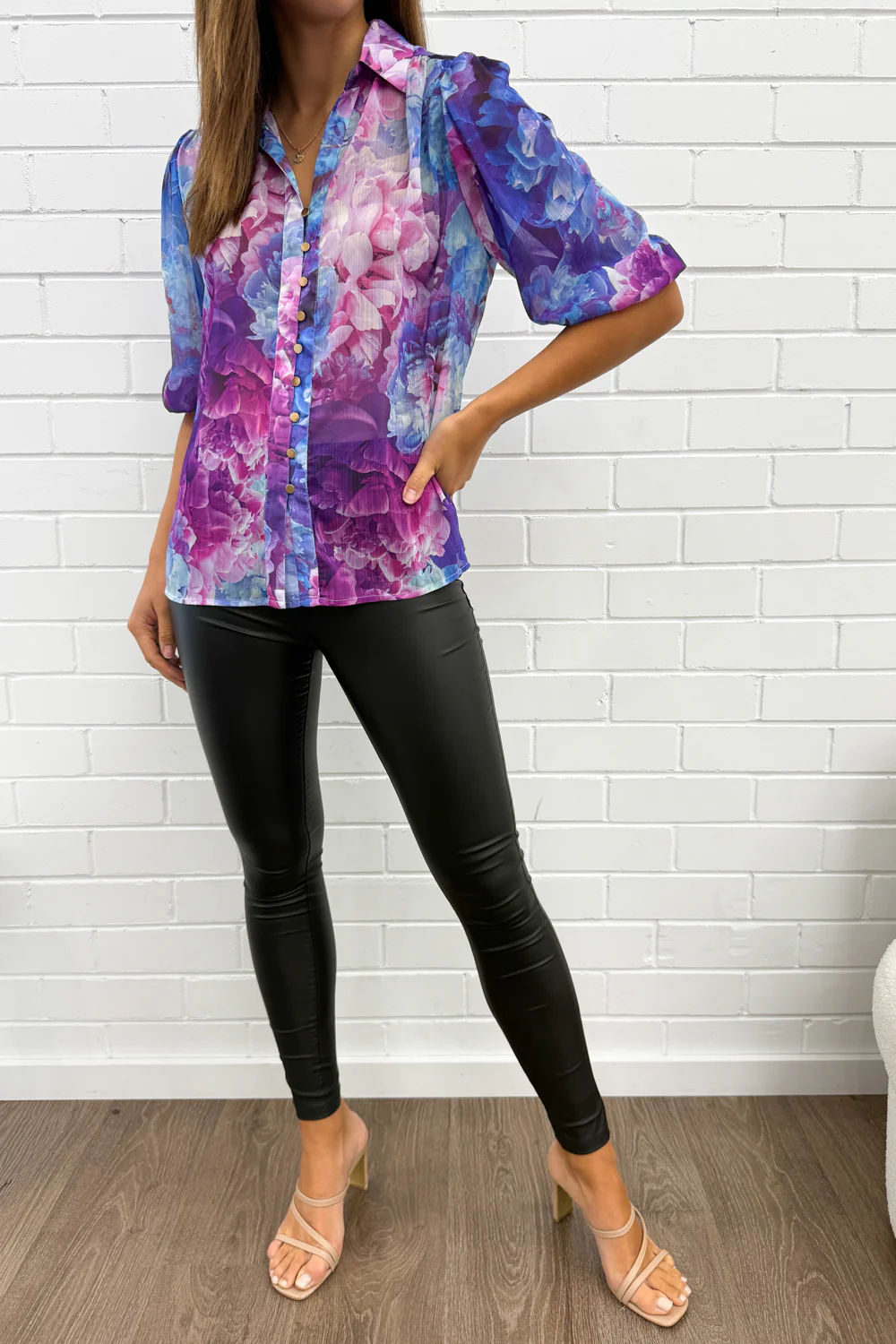 Siani Shirt - Purple Blue Floral - Image 6