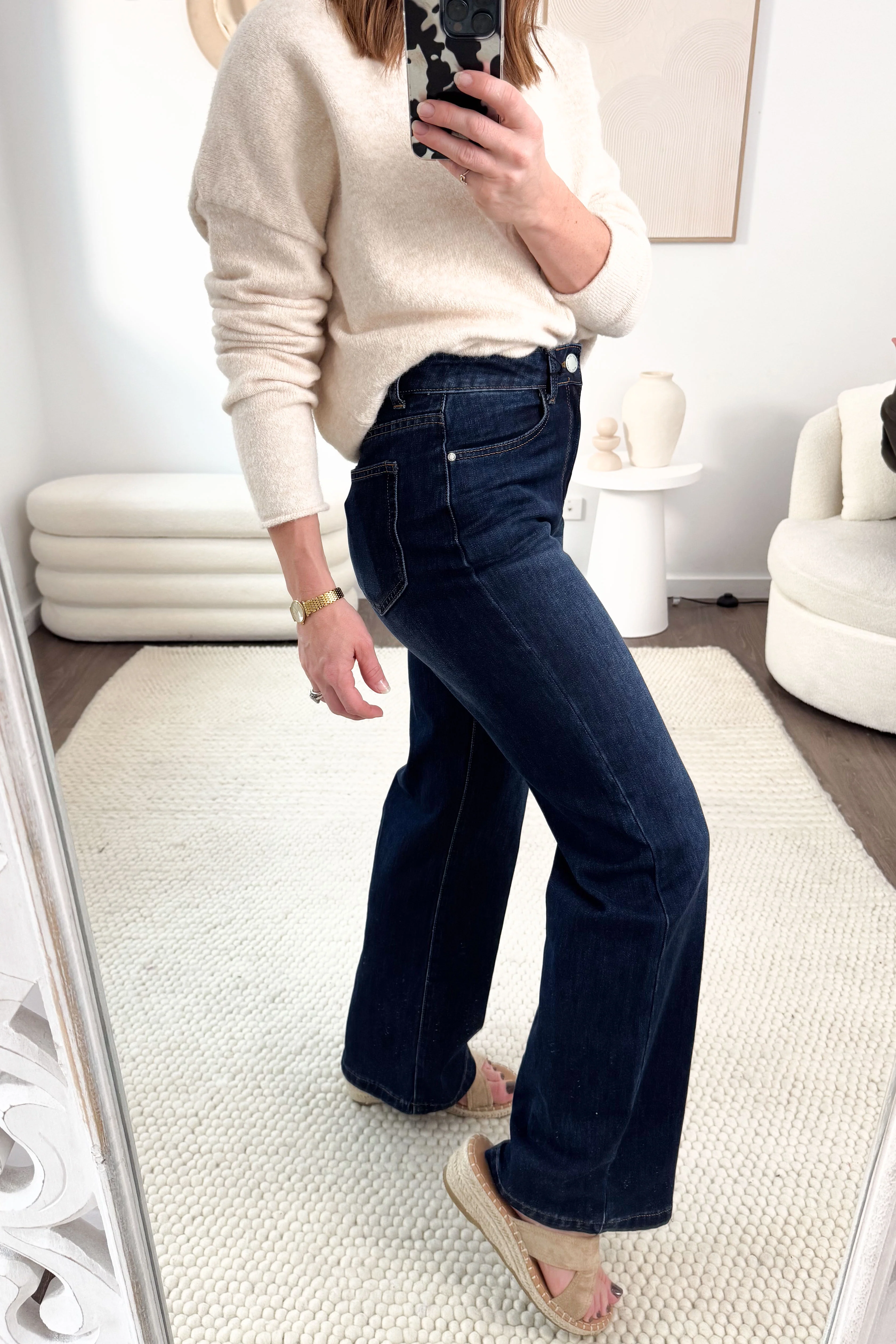 Sloane Straight Leg Jeans - Dark Denim - Image 13