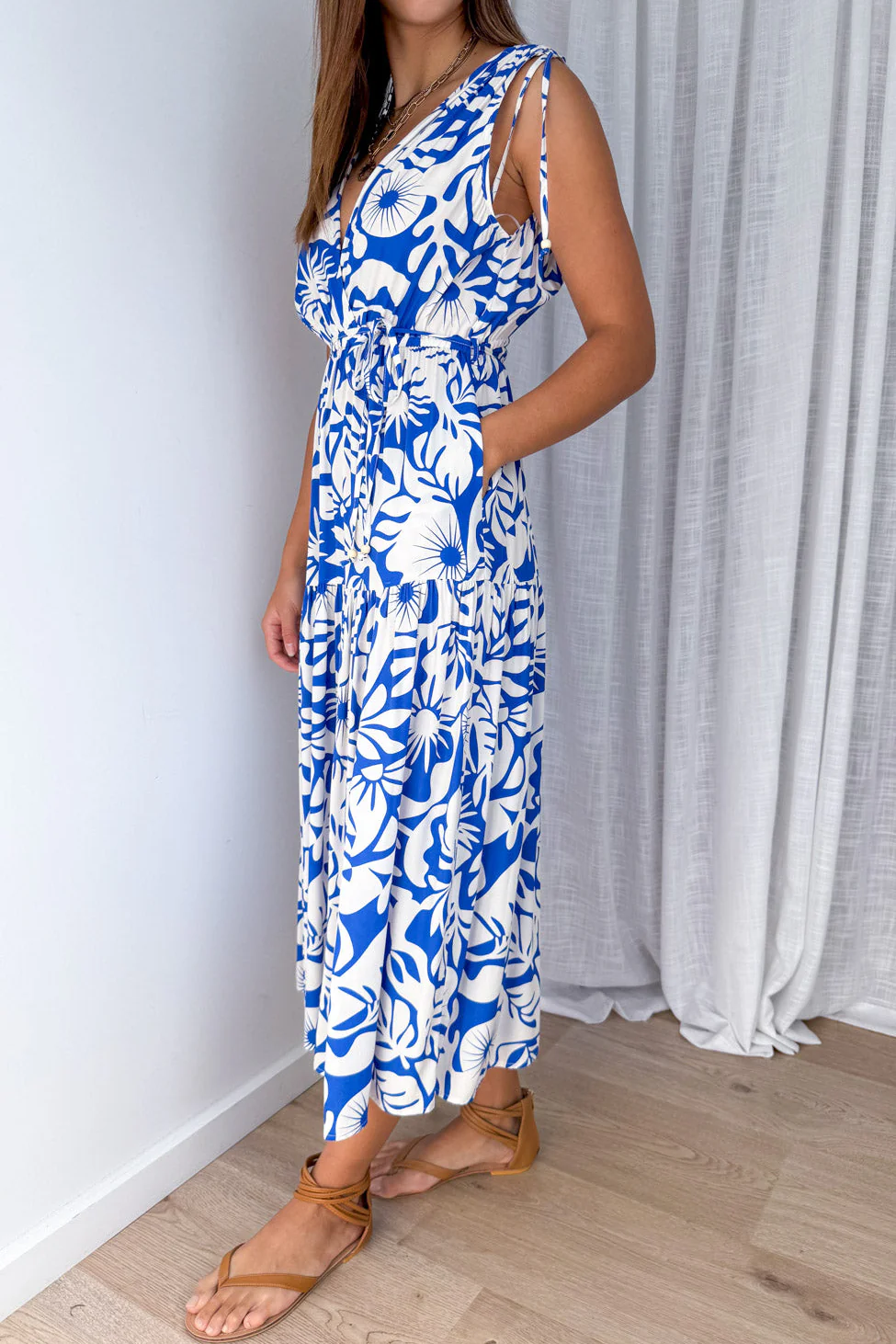 Solenne Dress - Blue White - Image 2